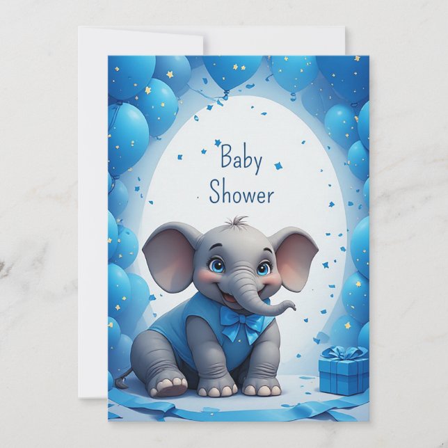 Cartão de Aniversário de Elefante Bebê Fofo 🐘 (Frente)