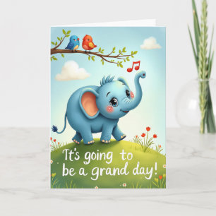 Cartão de Aniversário de Elefante com Alegria