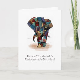 Cartão de Aniversário de Elefante Mosaico