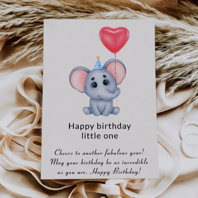 Cartão de Aniversário de Elefante para Crianças (Elephant Birthday Card for Children)