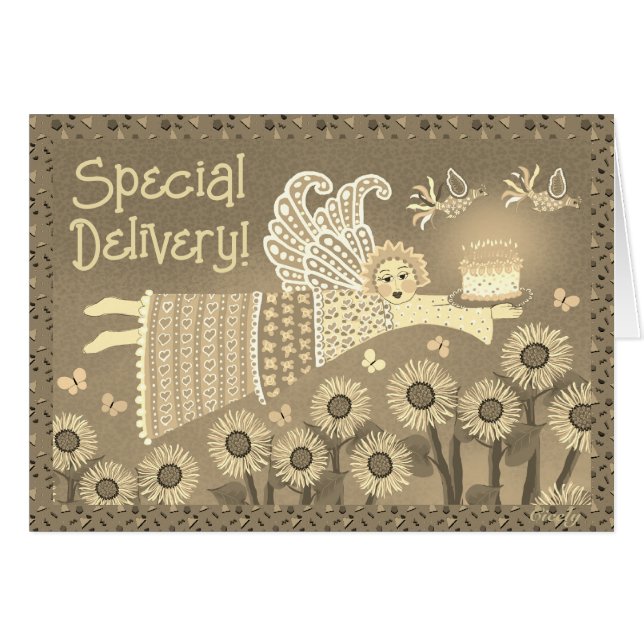 Cartão de Aniversário de Entrega Especial (Frente Horizontal)