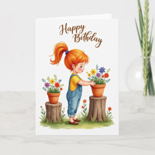 Cartão de Aniversário de Envasamento de Flores