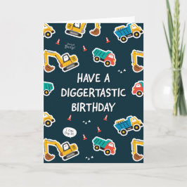 Cartão de Aniversário de Escavadeira para Meninos