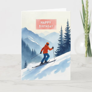 Cartão de Aniversário de Esqui de Inverno
