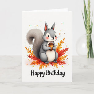 Cartão de Aniversário de Esquilo Alegre