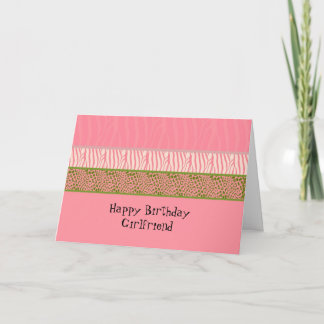 Cartão de Aniversário de Estampa de Animal Rosa