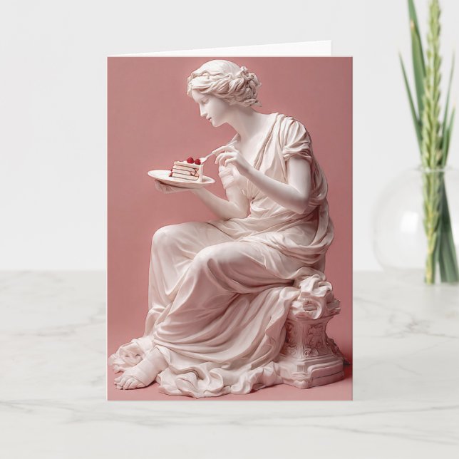 Cartão de Aniversário de Estátua Grega Engraçada – (Frente)