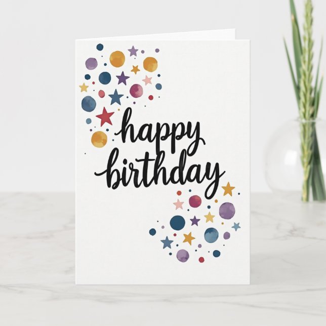 Cartão de Aniversário de Estrela Abstrata (Frente)