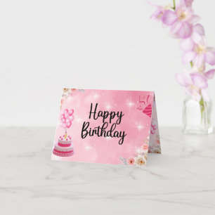 cartão de aniversário de felicidade rosa brilhante