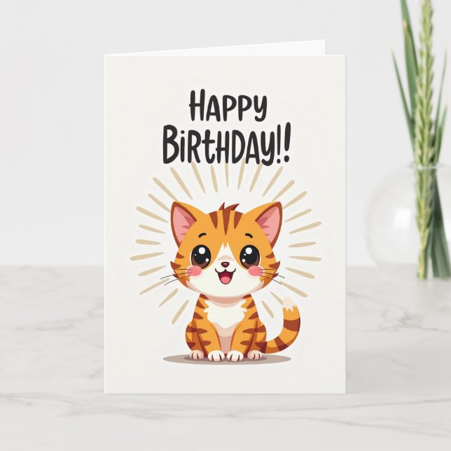 Cartão de Aniversário de Felino Alegre (Frente)