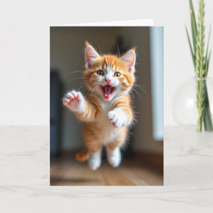 Cartão de Aniversário de Felino Brincalhão