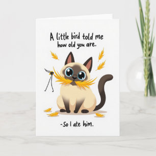 Cartão de Aniversário de Felino Emplumado