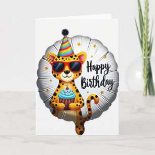 Cartão de Aniversário de Felino Legal