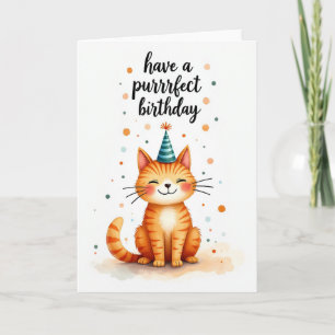 Cartão de Aniversário de Felino Listrado