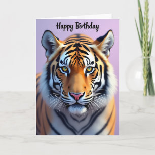 Cartão de Aniversário de Felino Listrado Doce