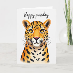 Cartão de Aniversário de Felino Manchado Divertido