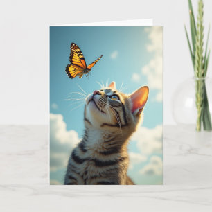 Cartão de Aniversário de Felino Olhando para o Céu