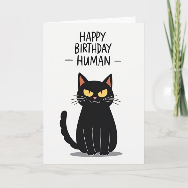 Cartão de Aniversário de Felino Ousado (Frente)