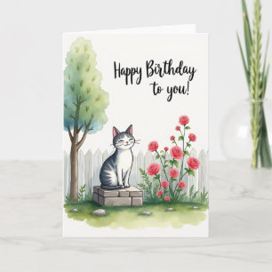 Cartão de Aniversário de Felino Sereno