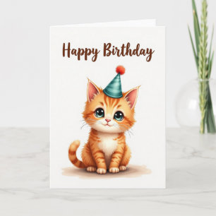Cartão de Aniversário de Felino Sorridente