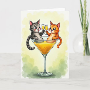 Cartão de Aniversário de Felinos Vibrantes