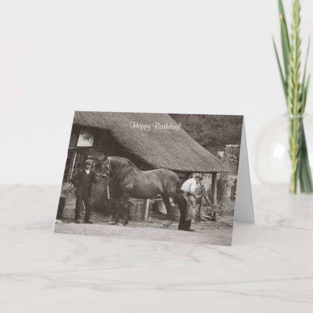 Cartão de aniversário de ferreiro de aldeia (Frente)