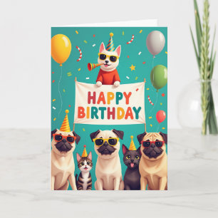 Cartão de Aniversário de Festa de Animais
