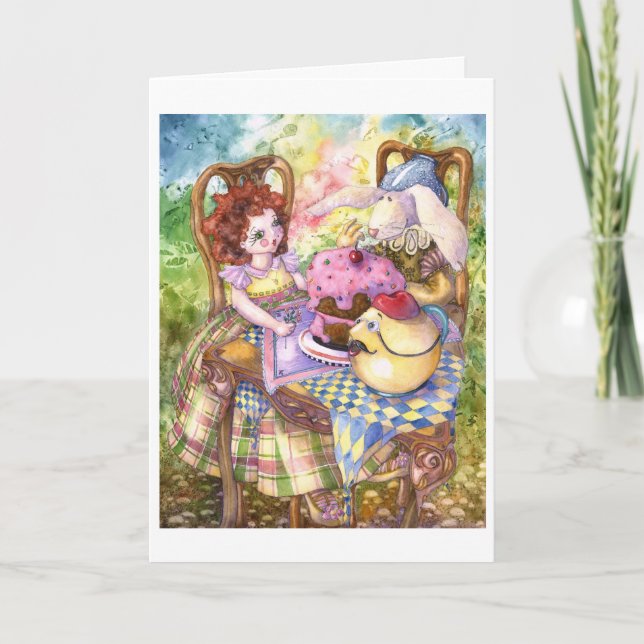 cartão de aniversário de festa de chá (Frente)