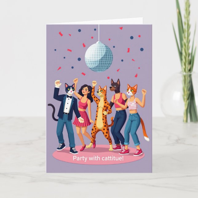 Cartão de Aniversário de Festa Disco (Frente)