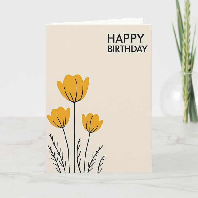 Cartão de Aniversário de Flor Amarela (Frente)
