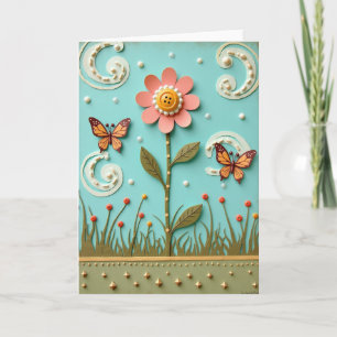 Cartão de Aniversário de Flor Artesanal