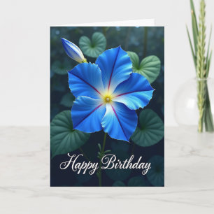 Cartão de Aniversário de Flor Azul Vibrante