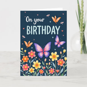 Cartão de Aniversário de Flor de Aquarela