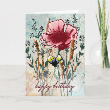 Cartão de Aniversário de Flor Silvestre de Mídia M