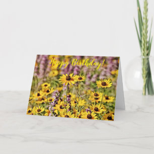 Cartão de Aniversário de Flores Amarelas Felizes