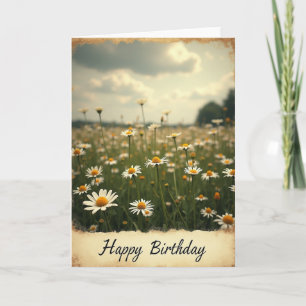 Cartão de Aniversário de Flores Brancas