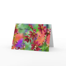 Cartão de Aniversário de Flores Selvagens