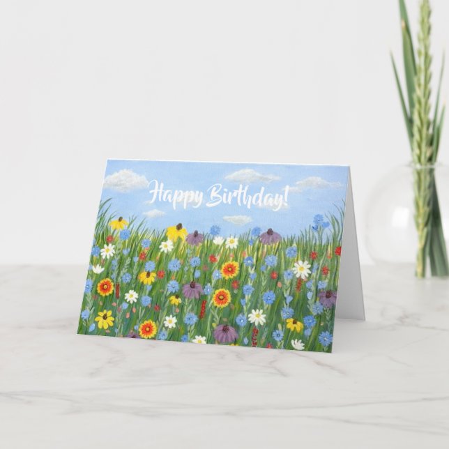 Cartão de Aniversário de Flores Silvestres (Frente)