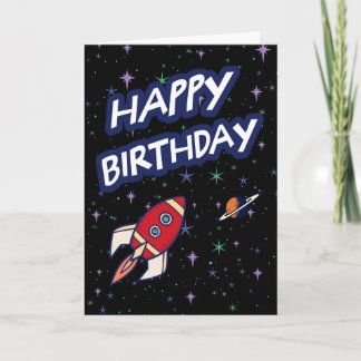 Cartão de Aniversário de Foguete Espacial para Cri