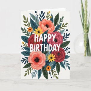 Cartão de Aniversário de Folhagem Botânica