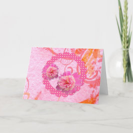 Cartão de Aniversário de Fontes Grandes Rosa
