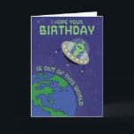 Cartão De Aniversário De Fora Desta Alienígena<br><div class="desc">Envie a uma criança que você conhece este cartão de aniversário de alienígena ao estilo cartoon para informá-la que você espera que seu aniversário seja fora deste mundo. Projetado pela Cupsie's Creations.</div>