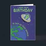 Cartão De Aniversário De Fora Desta Alienígena<br><div class="desc">Envie a uma criança que você conhece este cartão de aniversário de alienígena ao estilo cartoon para informá-la que você espera que seu aniversário seja fora deste mundo. Projetado pela Cupsie's Creations.</div>