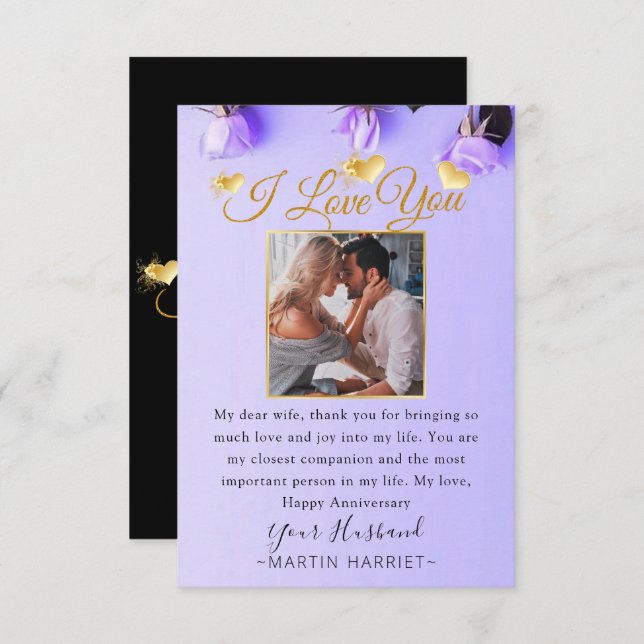 Cartão De Aniversário De Foto Das Flores Roxas Par (Frente/Verso)