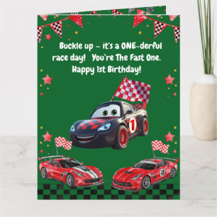 Cartão de Aniversário de Foto de Carro de Corrida 