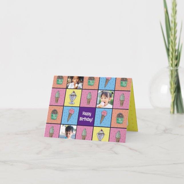 Cartão de Aniversário de Foto do Sorvete Personali (Frente)
