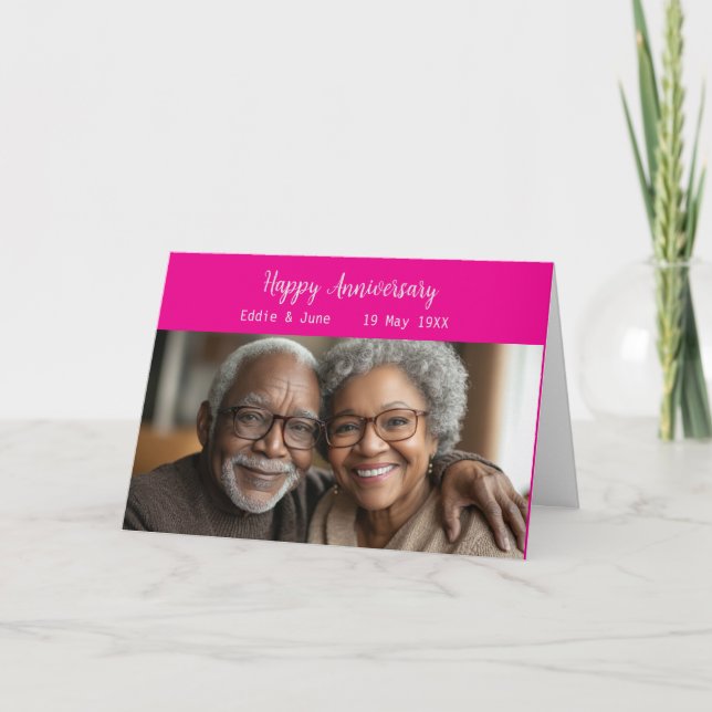 Cartão de Aniversário de Foto Dobrada Rosa (Frente)