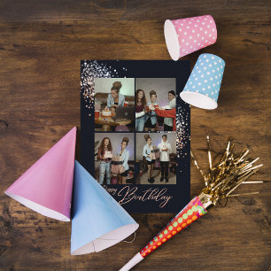 Cartão de Aniversário de Fotos de Aniversário Glit