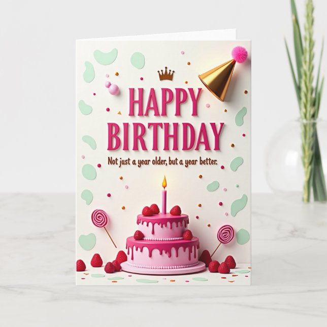 Cartão de Aniversário de Framboesa (Frente)
