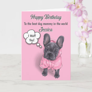 Cartão de aniversário de French Bulldog fofo